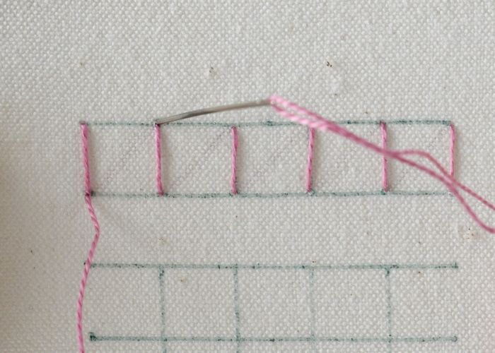 Making Bosnian stitch embroidery
