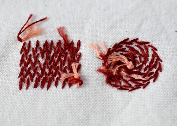 Couching Stitch Filling Reverse side