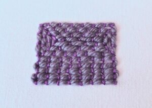 Couching Stitch filling with wool and embroidery floss
