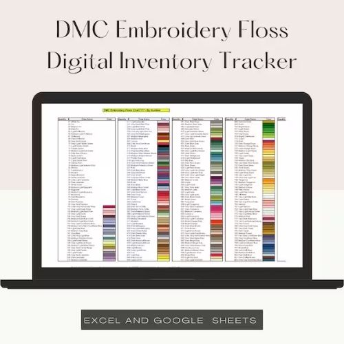 DMC embroidery floss inventory tracker on Etsy