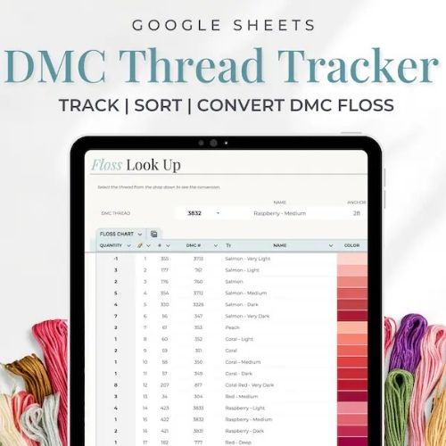 DMC floss inventory tracker spreadsheet by confidentcoin on Etsy - accessories for hand embroidery