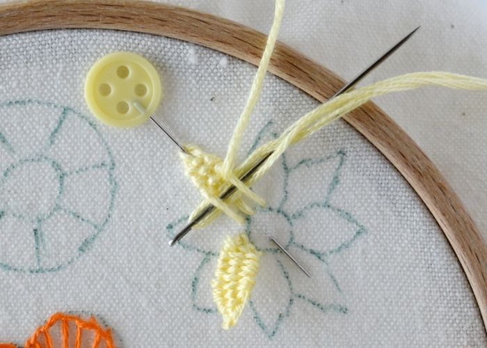 easy embroidery flowers with Detached Woven Picot Stitch