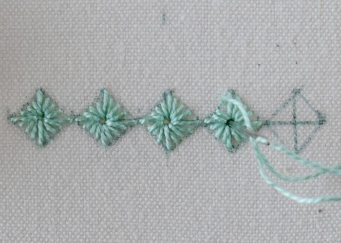 Decorative band - Diamond Eyelet Stitches in a row