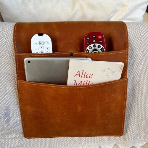 Leather sofa armrest organizer on Etsy