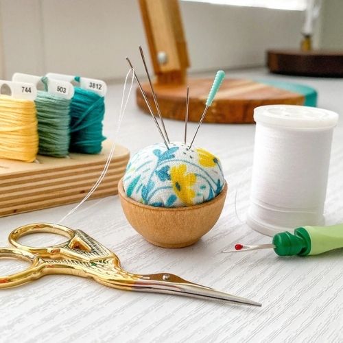 Mini needle sharpening pincushion by AliceandTheBearShop on Etsy