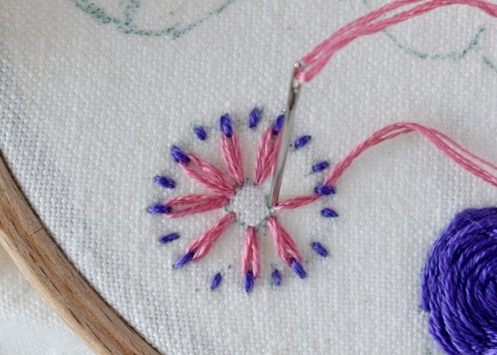 Beginner Flower Embroidery tutorial - Reverse Chain stitch