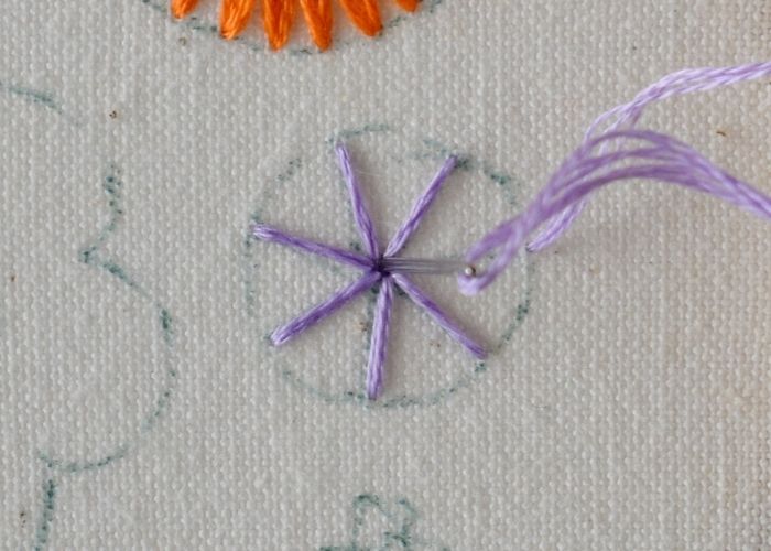 flower embroidery for beginners with Whipped Spider Wheel stitch