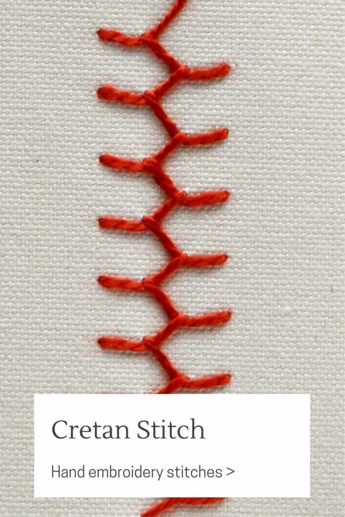 Cretan Stitch hand embroidery tutorial PIN image