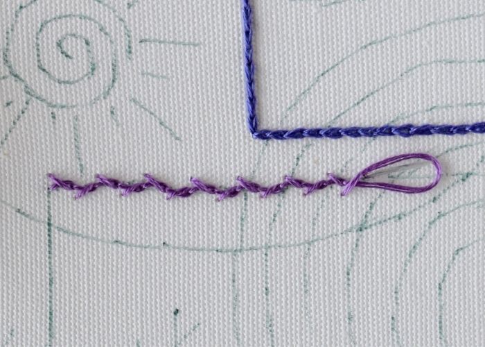 Chain Stitch variations Alternating Twisted Chain Stitch step 1 image