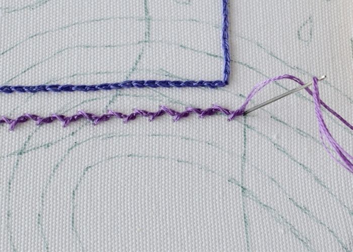 Chain Stitch variations Alternating Twisted Chain Stitch step 2 image
