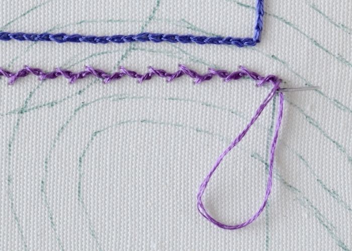 Chain Stitch variations Alternating Twisted Chain Stitch step 3 image