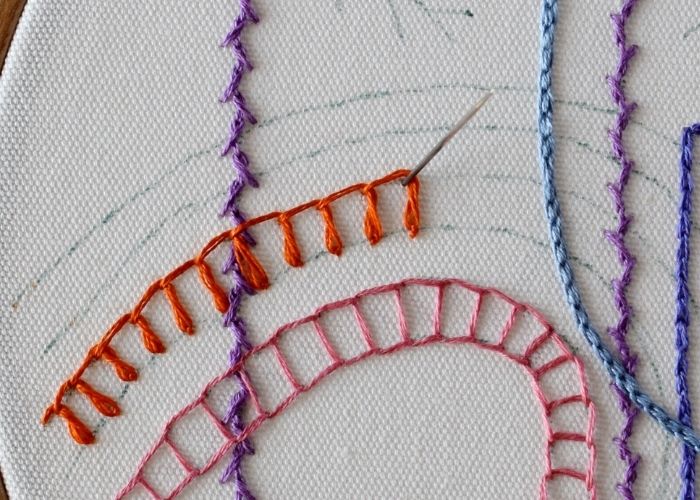 Chain Stitch variations Basque Stitch step 3 image