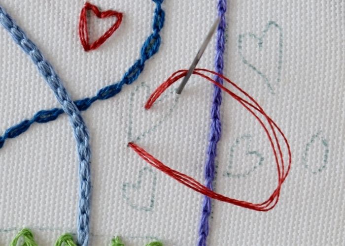 Chain Stitch variations Heart Chain Stitch step 1 image