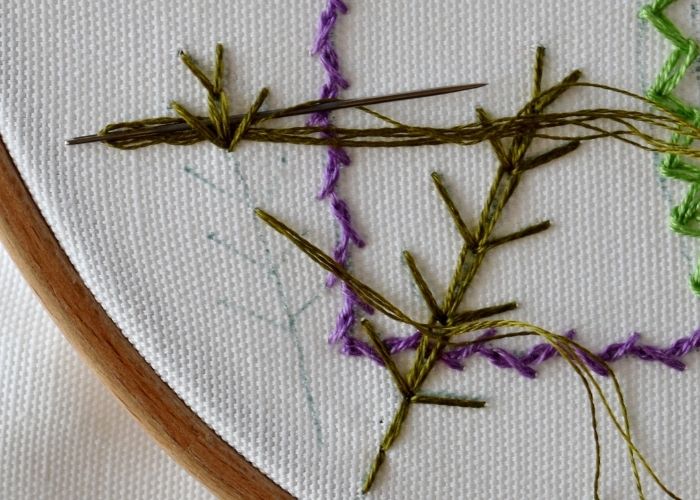 Chain Stitch variations Wheatear Stitch step 5 image
