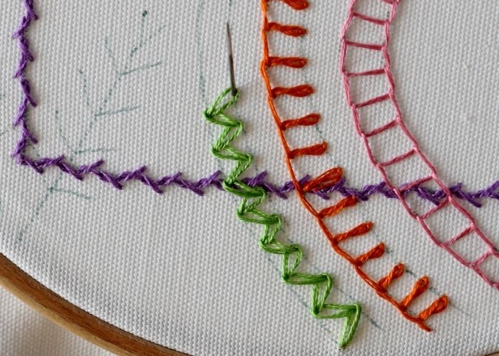 Chain Stitch variations Zig Zag Chain stitch step 1 image