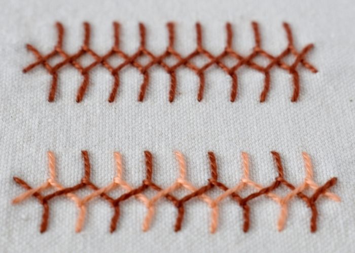 Double Cretan Stitch embroidery with pearl cotton thread image