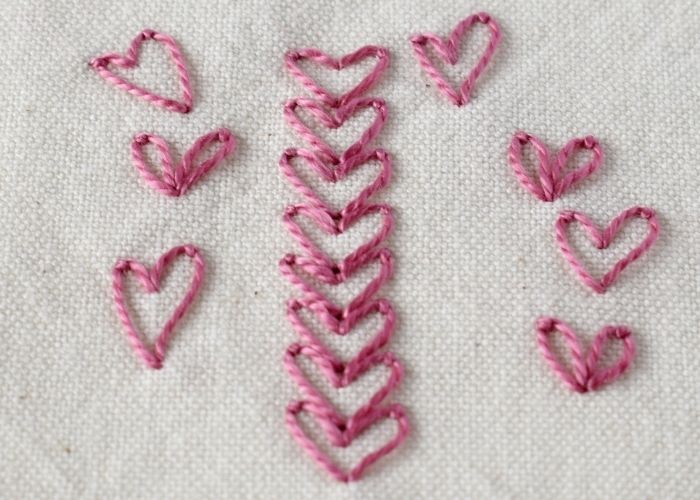Decorative band with Heart Chain Stitch embroidery