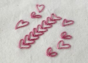 Heart Chain Stitch embroidery with pink pearl cotton thread image