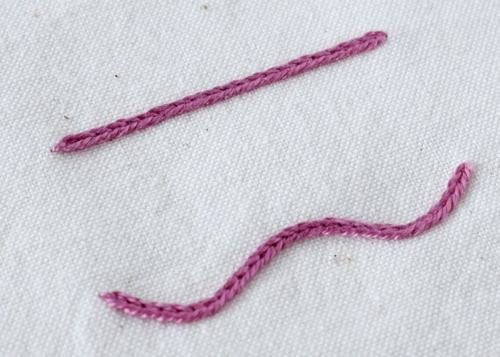 Heavy Chain Stitch embroidery with pink pearl cotton thread image