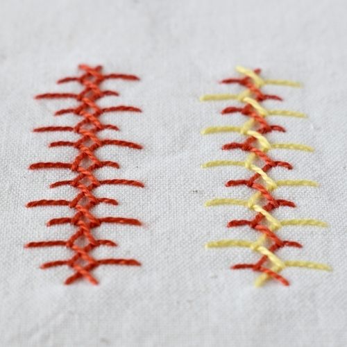 Long and Short Cretan Stitch embroidery small image