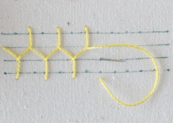 Long and Short Cretan Stitch embroidery instructions