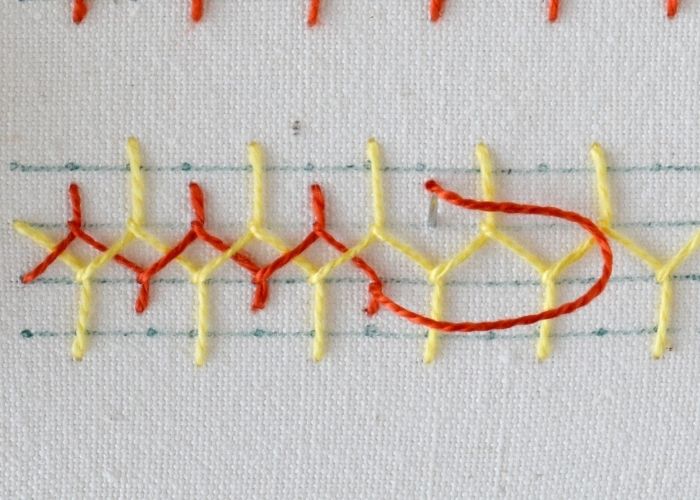 How to embroider Long and Short Cretan Stitch