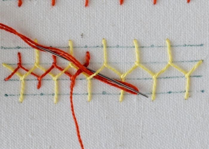 Long and Short Cretan Stitch embroidery tutorial