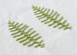 Open Cretan Stitch embroidery with green pearl cotton image
