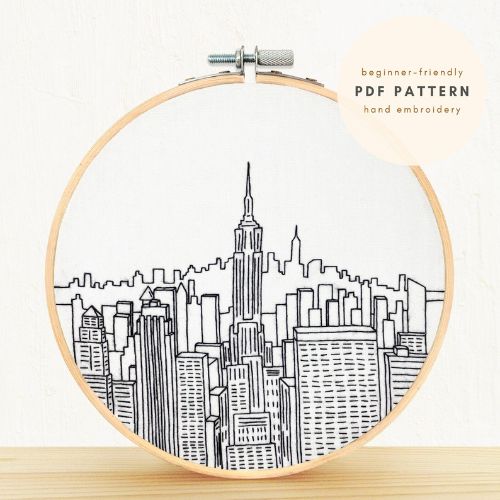 Top of the Rock - NYC - hand embroidery pattern on Etsy