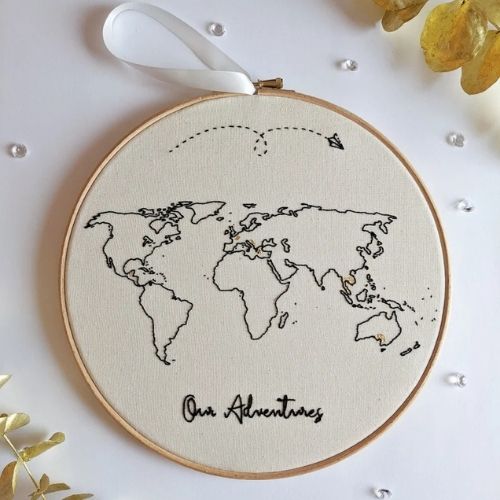Travel Map - embroidery pattern designed by TalesFromTheHoop on Etsy
