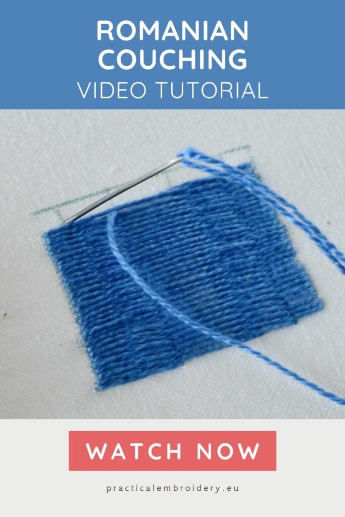 Step-by-Step Romanian Couching Stitch Video Tutorial PIN image