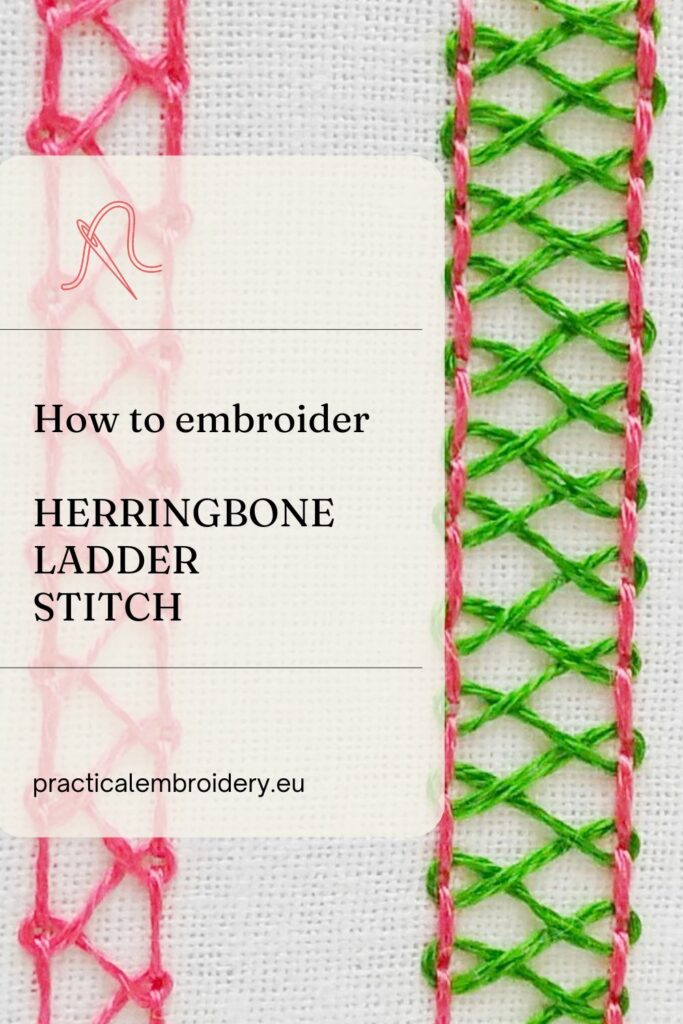 Herringbone Ladder stitch embroidery tutorial PIN image