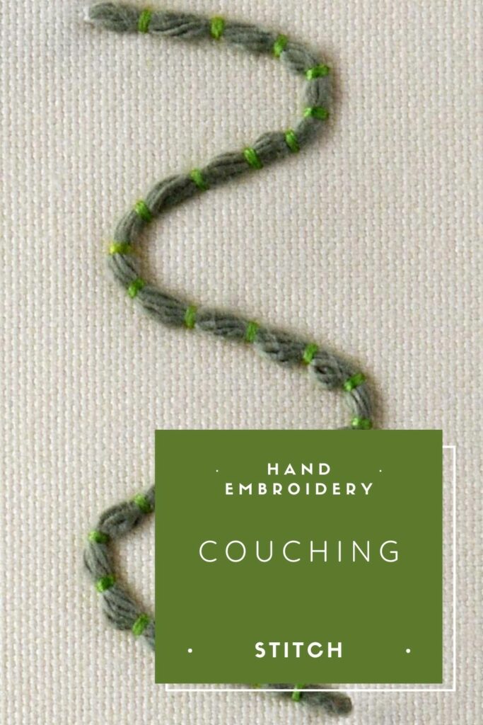Couching Stitch hand embroidery tutorial PIN image