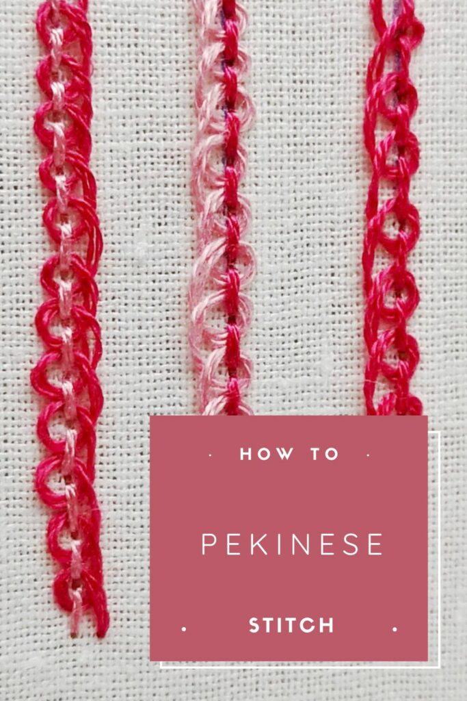 Pekinese Stitch embroidery tutorial PIN image