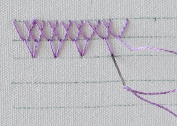 Anklet Stitch embroidery in process image