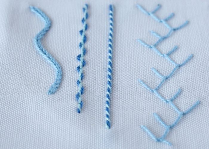 Blue quarter of the simple stitches for borders sampler image