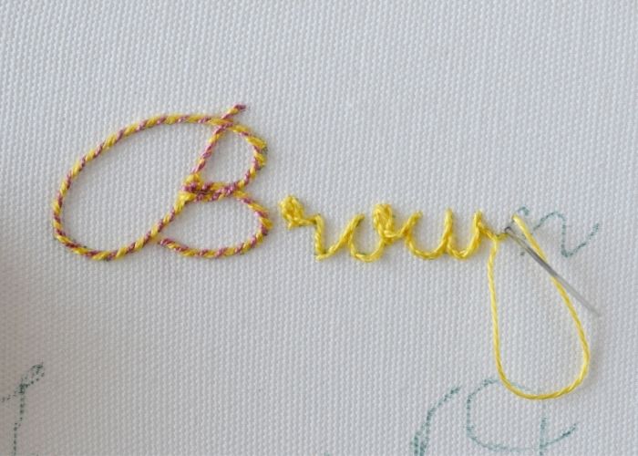 Brown - text embroidery step 4 image