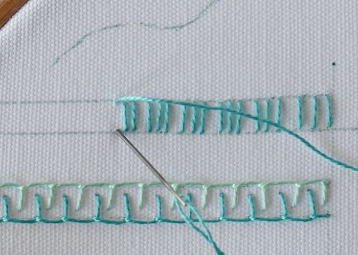Butterfly Chain Stitch border embroidery step 1 image
