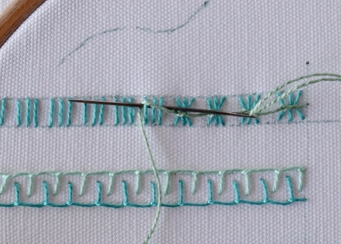 Butterfly Chain Stitch border embroidery step 2 image
