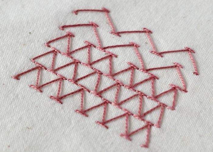 Chevron Stitch Filling with pearl cotton thread image