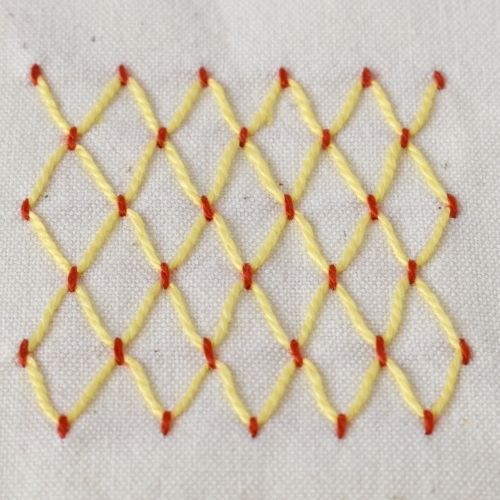 Cloud Filling Stitch embroidery with yellow and red pearl cotton image