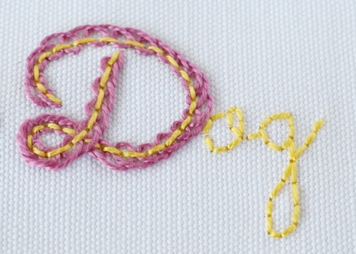 Dog - lettering with Pekinese stitch and Backstitch image