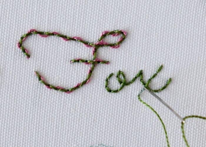 Fox - Cursive lettering embroidery step 4 image