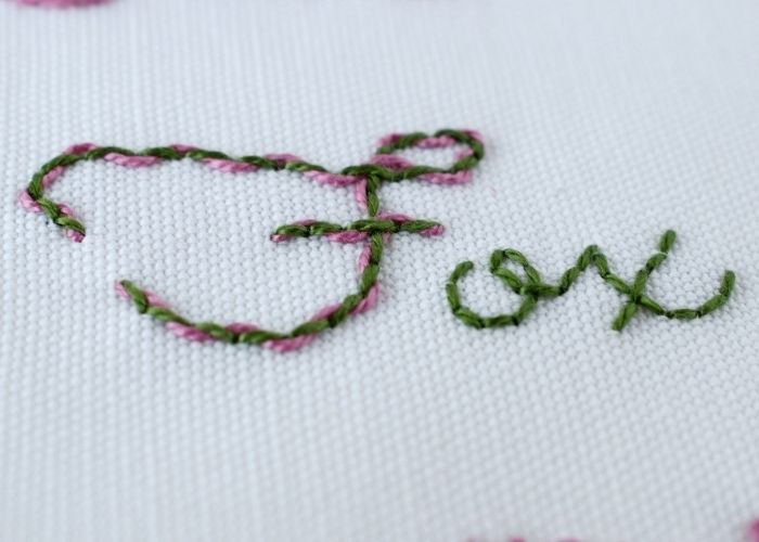 Fox - Cursive lettering embroidery with Threaded backstitch and backstitch image