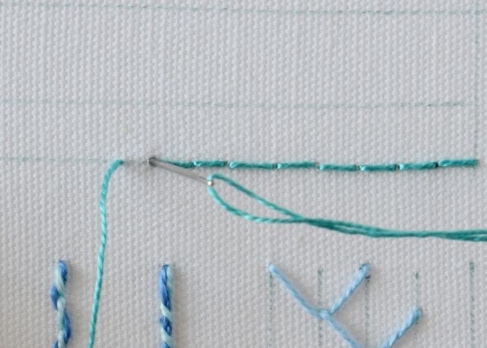 Herringbone Ladder Stitch border step 1 image