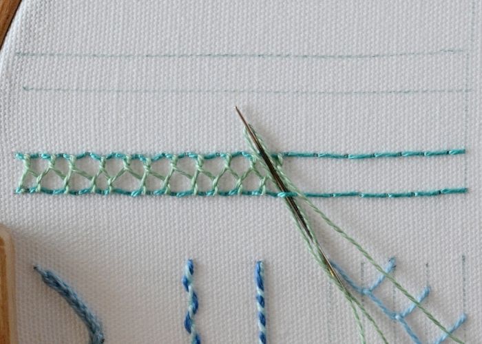 Herringbone Ladder Stitch border step 3 image