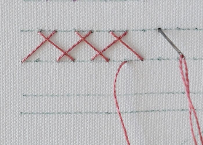 Laced Herringbone Stitch border step 1 image