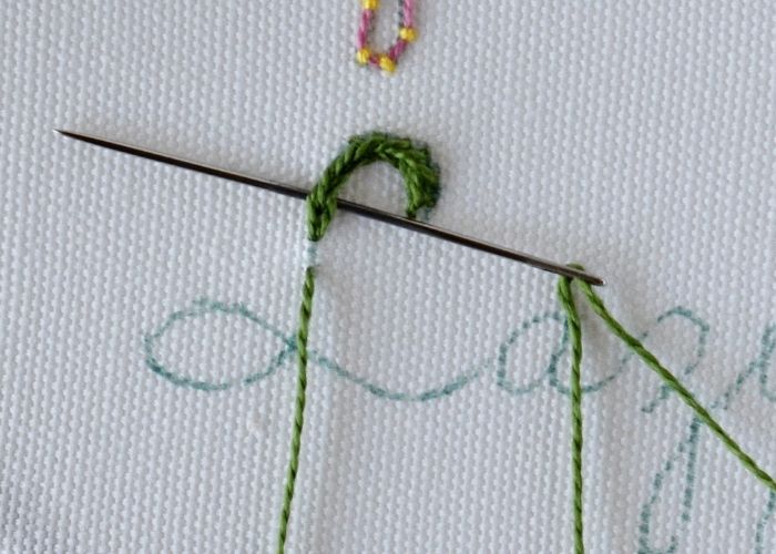 Lazy - script lettering with chain stitch step 1 image