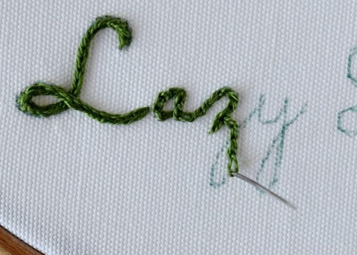 Lazy - script lettering with chain stitch step 2 image