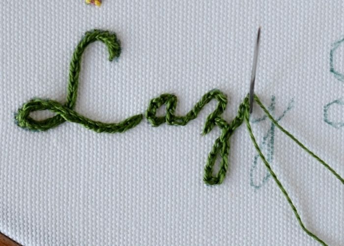 Lazy - script lettering with chain stitch step 3 image
